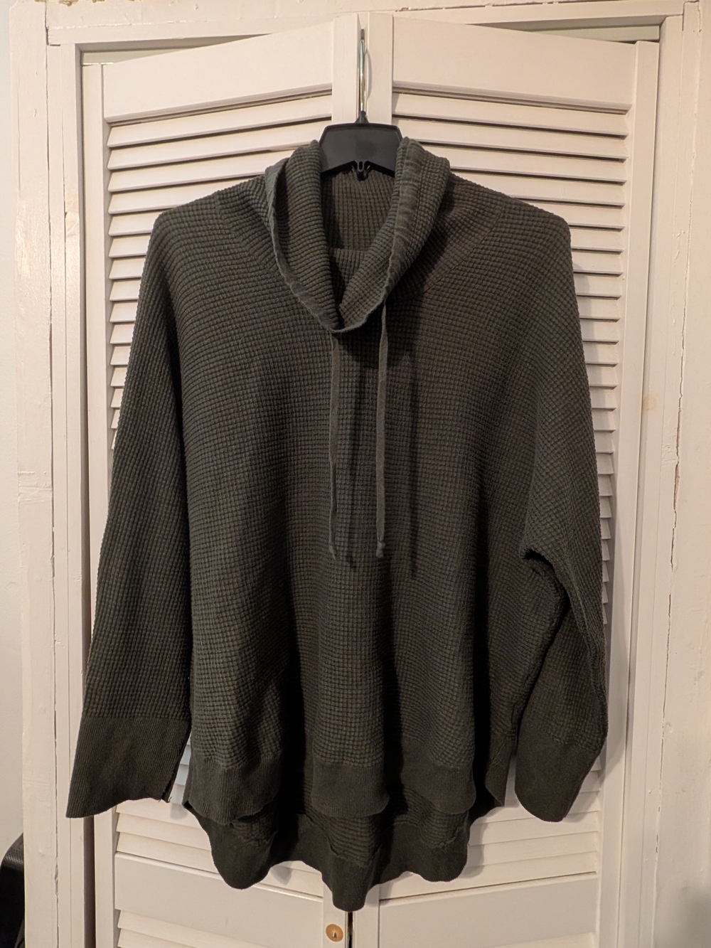 Cynthia Rowley Olive Green Waffle-Knit Cowl Sweater